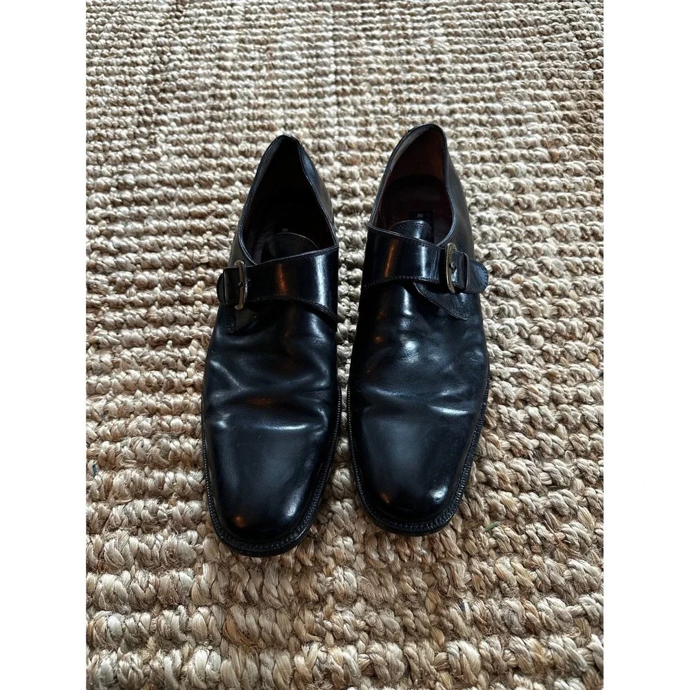 Fratelli‎ Rossetti Black Leather Double Monk Strap Shoes Men's Size 8